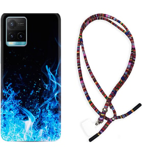 Vivo Y11S Y21S Y20 Y20S Y70 Kılıf Boyun Asklı Rasta Silikon Blue Fire 1678