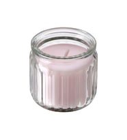 Bardakta kokulu mum, uçuk pembe, 12 saat, pembe çiçekler