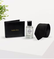 BK Gift Kişiye Özel Cüzdan&Karavat&Parfüm Hediye Seti (Beyaz)