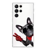PrintiFy Samsung Galaxy S22 Ultra ile Uyumlu Köpek 2 Kamera Korumalı Şeffaf Kılıf
