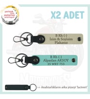 Motosiklet Aşıkları İçin Özel İsim Plaka ve B - Kan Grubu Yazılı x2 Anahtarlık, S Kahve-Turkuaz-Laci (Çok Renkli)