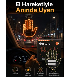 Pilli Led Işık Araç Camı İçin Uzaktan Kumandalı El Simgesi