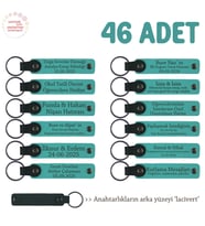 Rehberlik Öğretmeninden Hediye 46'lı Set Kişiselleştirilebilir Deri Anahtarlık, Koyu Turkuaz & Laci