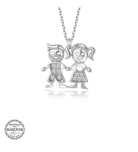 Swarovski Taşlı Gümüş Erkek Kız Çocuk Bayan Kolye