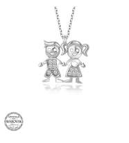 Swarovski Taşlı Gümüş Erkek Kız Çocuk Bayan Kolye