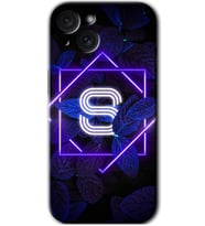 İphone 15 Plus Kılıf HD Desen Baskılı Kılıf - Dark Neon Yaprak S Harfi