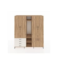 Kronos Dolap 14 Raflı 4 Çekmeceli Tek Askılı 220x59x243 Çam-Çam/Aytaşı