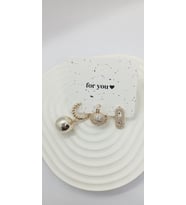 Gold Rose Renk Yuvarlak Desen Küpe Seti