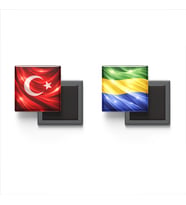 Buzdolap Magnetleri - Gabon Bayrağı ve Türk Bayrağı - 2'li Set Magneti