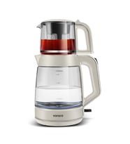 Karaca Glass Tea Xl 2 in 1 Cam Çay Makinesi Starlight (Beyaz)