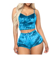 Kadife Pijama Takımı Şort 2'li Set Yumuşak Ev Giyim Loungewear W2001