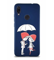 Xiaomi Redmi Note 7 Soft Premier Kapak Aşk Tasarımlı Silikon Kılıf - Lacivert (Şeffaf)
