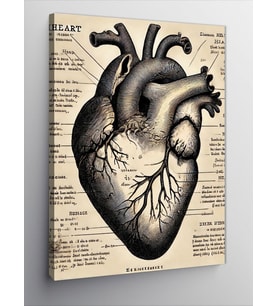 Kanvas Tablo Anatomik Kalp Çizimi