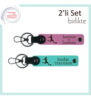 Futbol Figürlü Kalıcı Hatıra Armağanı, Erkek Arkadaşa Yazı Eklenebilir Set, Pembe-Turkuaz