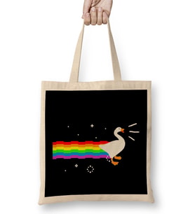 Honk Goose Nyan Cat Bez Çanta Uzun Saplı