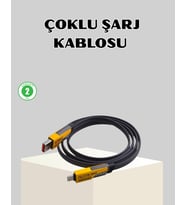 Northcity 65W Çoklu Şarj Kablosu 4’ü 1 Arada Örgülü USB-C USB-A Hızlı Veri Aktarım Dizüstü Bilgisayar Uyumlu