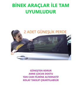 2 Adet Araba Yan Cam Güneşlik Perde Araç Arka Yan Cam Perdesi