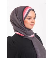 Geometrik Desen Pavia Seri Şal Eşarp Askısı ile Birlikte 90X200 cm Siyah Somon P
