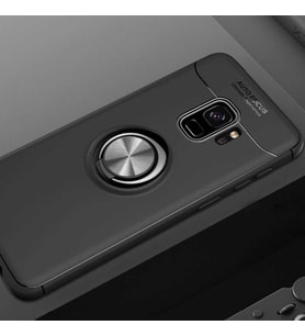 Samsung Galaxy S9 Kılıf Yüzüklü Magnetli Ravel Case (Siyah)