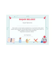 20 Adet A4 Boyutunda Öğrenci Başarı Belgesi - Anaokul - İlkokul Başarı Belgesi (Model 5)