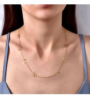 Kişiye Özel 925 Ayar Gümüş Fiyonk Detaylı Tasarım Kolye (Gold)