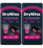 Drynites Emici Gece Külodu/Külot Bez Kız 8-13 Yaş 30-48KG Large 18 Adet 2PK*9 Alt Islatmalara Karşı