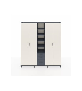 Hyperion Dolap 17 Raflı 3 Çekmeceli 4 Kapaklı 220x44x243 Antrasit-Aytaşı/Antrasit