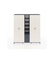 Hyperion Dolap 17 Raflı 3 Çekmeceli 4 Kapaklı 220x44x243 Antrasit-Aytaşı/Antrasit