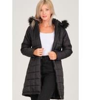 Dewberry Kadın %100 Polyester Kaban Açık Siyah Z6653 Günlük Dış Giyim, Hafta Sonu Kombini, Seyahat Gardırobu
