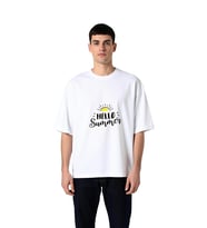 Merhaba Yaz Baskılı Erkek Oversize Tişört