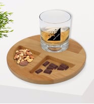 BK Gift Kişiye Özel İsimli Viski Bardağı ve Doğal Masif Ahşap Yuvarlak Sunum Tabağı Çerezlik Hediye Seti-27