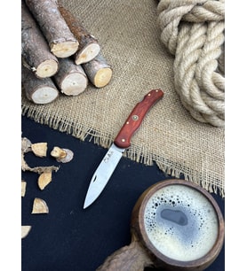 Outdoor Bıçak Piknik Çakısı Kamp Bıçağı 20 cm Eğri Kilitli Deri Kılıf Hediyeli Paduk Ağacı Saplı Katlanabilir Çakı Hediyelik Eşya