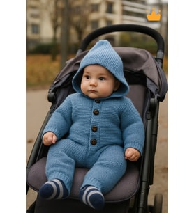 Triko İçi Velsoft Kışlık Kalın Kız Erkek Bebek Tulum Gül Kurusu 2809