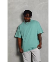 pilelistore- Unisex Oversize Düz Bisiklet Yaka T-Shirt - Mint Yeşili