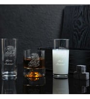 Ahşap Kutulu Kartal Figürlü Kişiye Özel Rakı ve Taşlı Viski Kadehi Seti