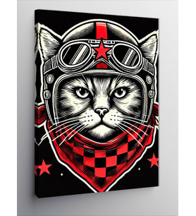 Kanvas Tablo Pilot Gözlüklü Kedi