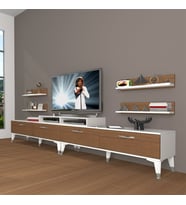 Decoraktiv Ekoflex 360R Slm Silver Tv Ünitesi Tv Sehpası - Beyaz Ceviz (Beyaz - Ceviz)