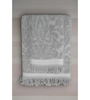 2 Parça Jakarlı Banyo Havlu Takımı %100 Pamuklu 90x150 Cm Arden Gri