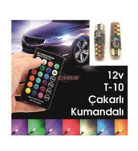 Ampül 2 Adet Led 7 Renkli Çakarlı Kumandalı Işık Şiddet Ayarlı