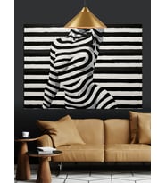 Zebra Çizgili Soyut Sanat Dekoratif Kanvas - Mdf Ahşap Tablo