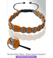 Sertifikalı Çavuş Model Rose - Silver Hematit Taşı Bileklik - Ayarlamalı (Çok Renkli)