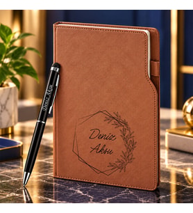 BK Gift Kişiye Özel 374 Termo Deri Tarihli Ajanda & Siyah Touch Pen Tükenmez Kalem-9
