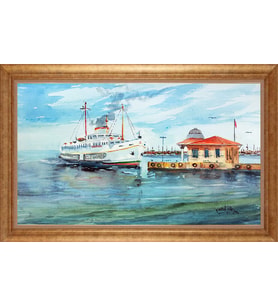 Çerçeveli Paspartulu Manzara Tablo bm1969 (Gold)