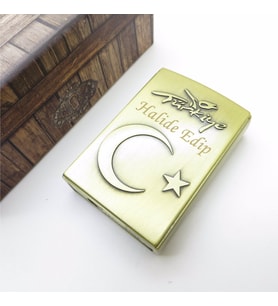 Wings İsme Özel Türkiye Ay Yıldız Pirinç Gazlı Metal Çakmak  Hediyelik Kutusunda