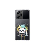 Poco X5 Pro ile Uyumlu Splash Panda Tasarımlı Şeffaf Silikon Kılıf