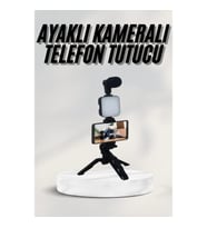 Mey İthalat® Telefon Tutucu Led Işıklı Kumandalı Mikrofon Telefon Vlog Video Kayıt