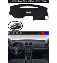 Volkswagen Jetta 2005-2010 Için Uygun Torpido Koruma Halısı Siyah Kenar Renk Siyah