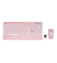 BEYAZ - PEMBE KABLOSUZ KLAVYE - MOUSE SETİ TABLET - TELEFON STANDLI Q KALVYE
