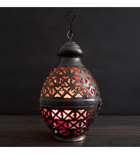 Binbir Trend Antik Bakır Dekoratif Mum Feneri Şamdan Mumluk 19cm (Kahverengi Koyu)