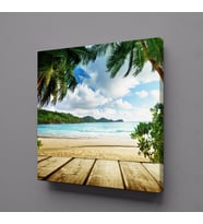 İSKELE AĞAÇLAR ARASINDA KANVAS TABLO 90x90cm (Karışık)